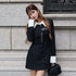 Asymmetry buckle tweed dress